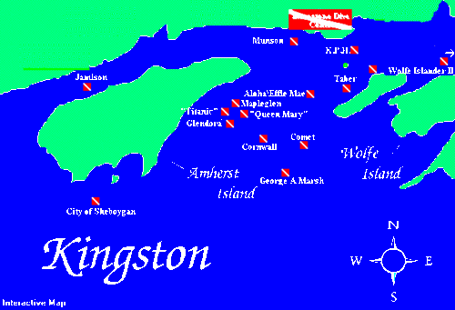Kingston Map With Marking in Blue and Green